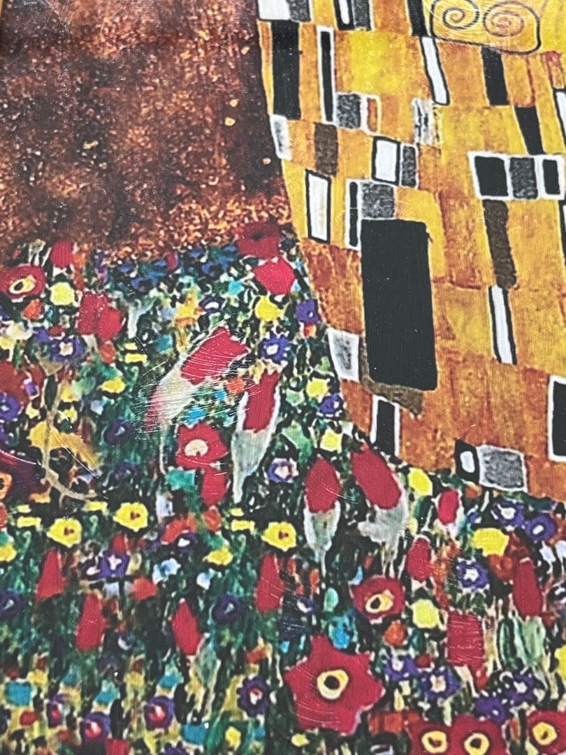 クリムト「キス」複製ポスター額付メディウム加工