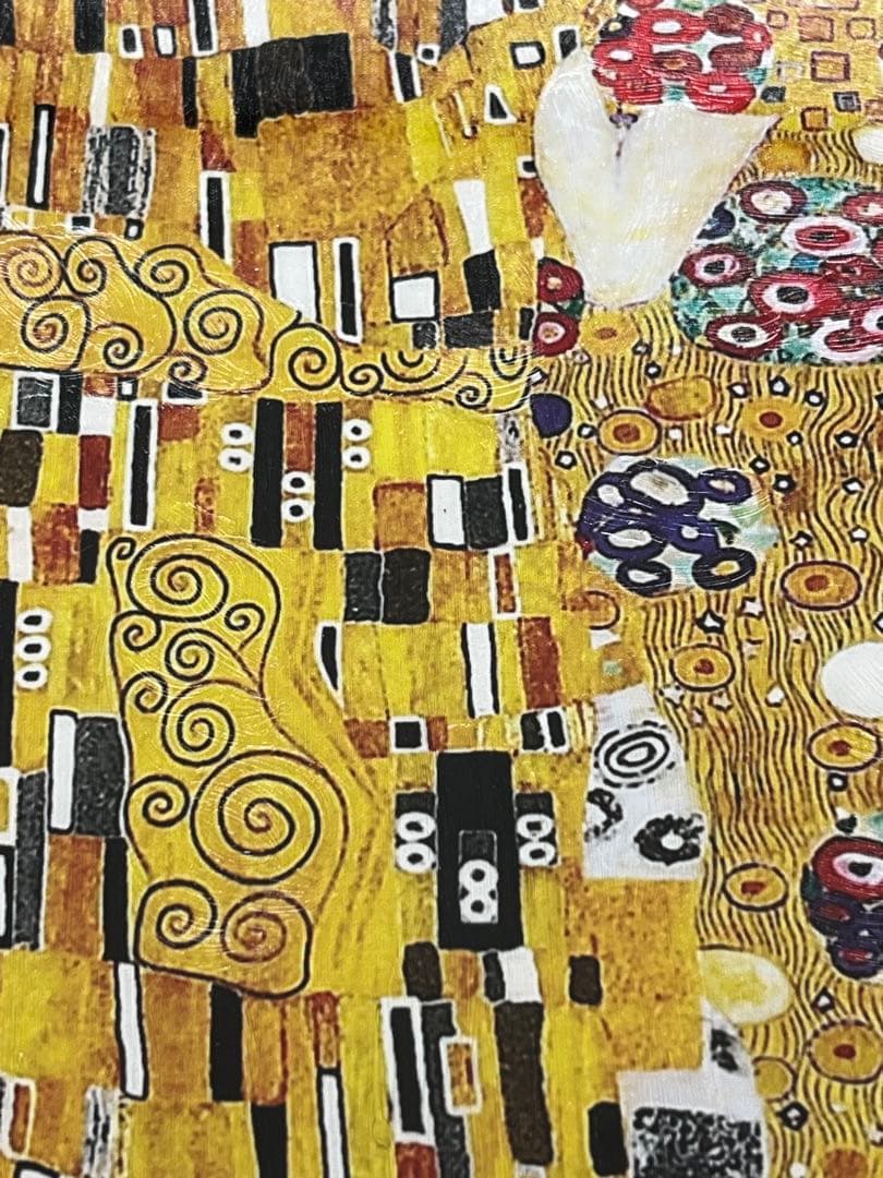 クリムト「キス」複製ポスター額付メディウム加工