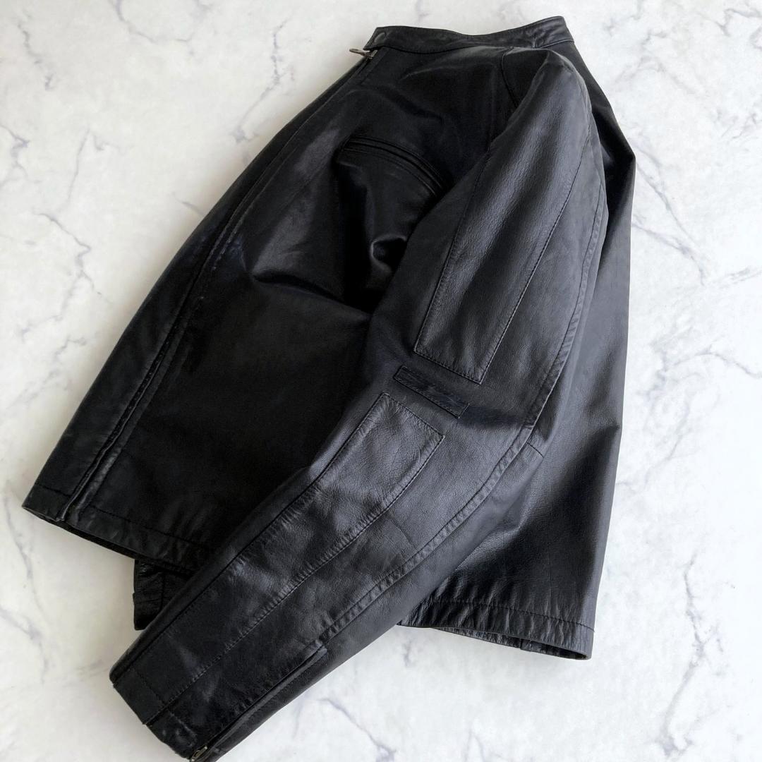 極美品】コムサデモードメン レザーライダースジャケット パッチワーク