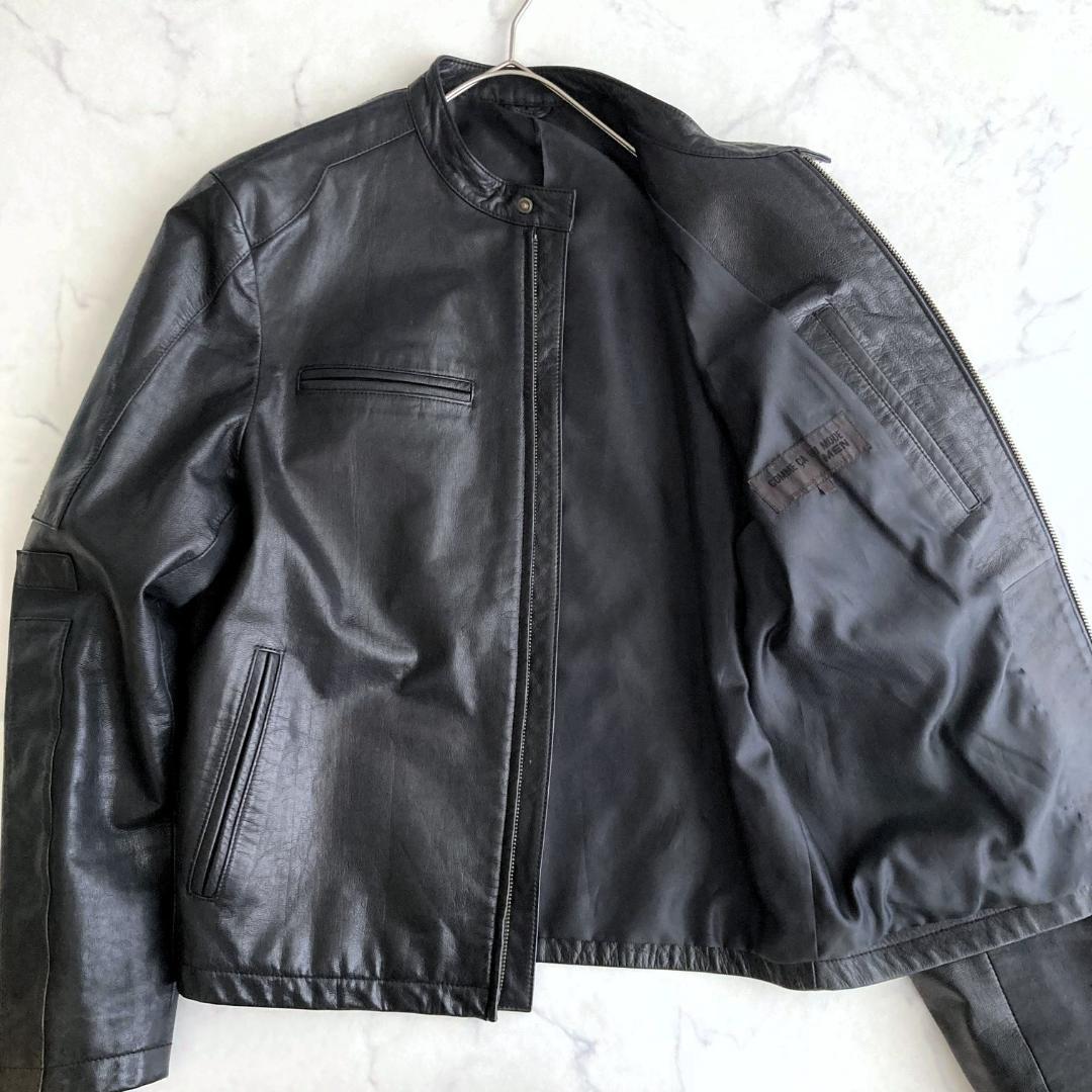 極美品】コムサデモードメン レザーライダースジャケット パッチワーク