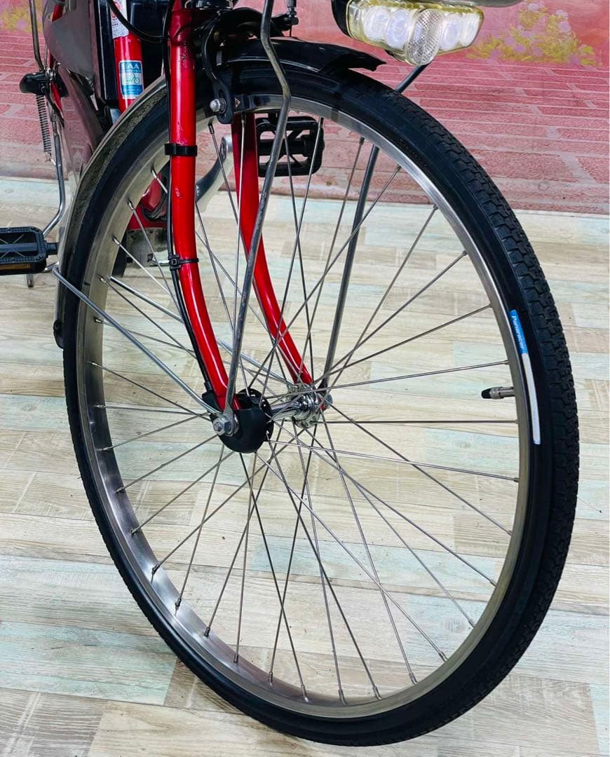 K2919 電動自転車パナソニック ママチャリ 24インチ レッド 送料無料