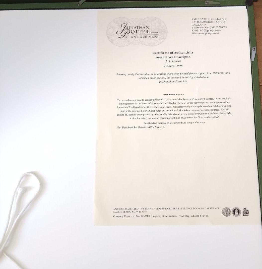 《値下げOK》ジョナサン・ポッター社 オルテリウス「アジア図」希少品 額装
