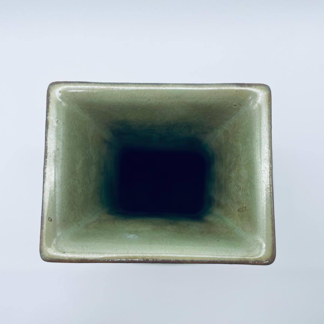 大正】小森忍 緑釉雙耳瓶 匋雅堂製款 大連市 中国美術 中国古玩