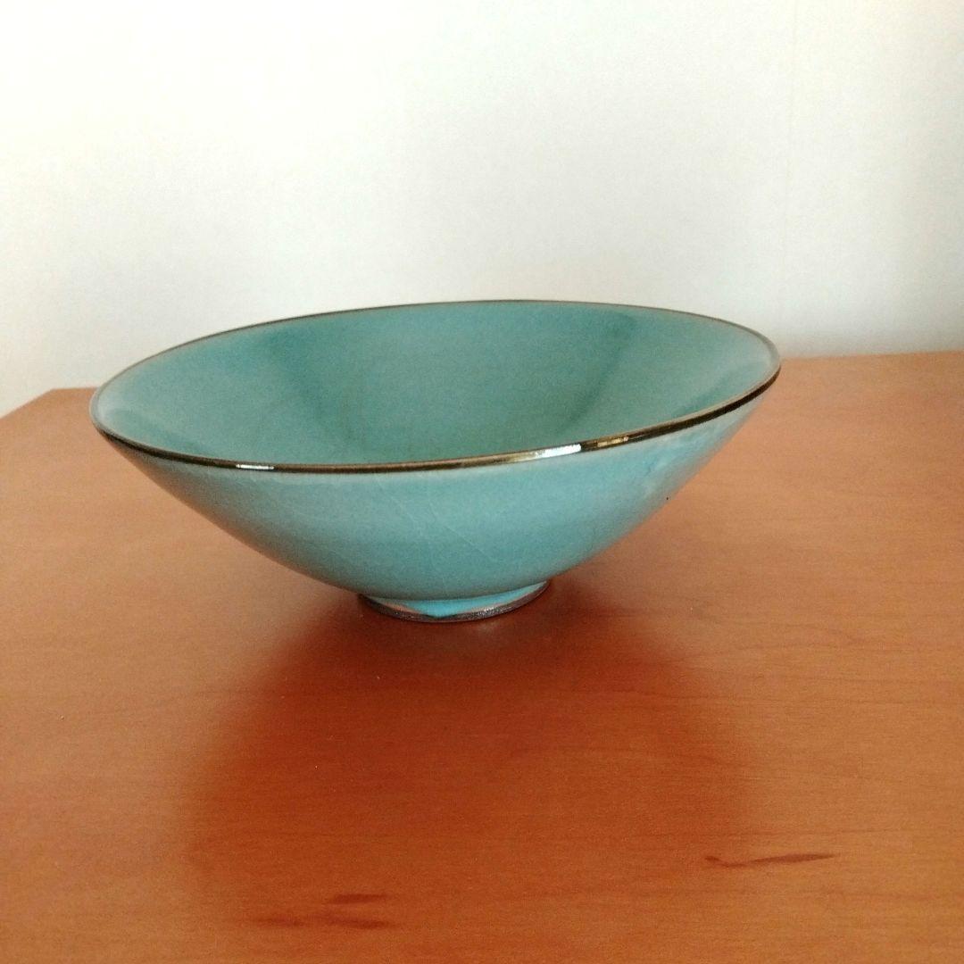 鉢、平茶碗 鯉江鋼吉作 天目釉 木箱付き