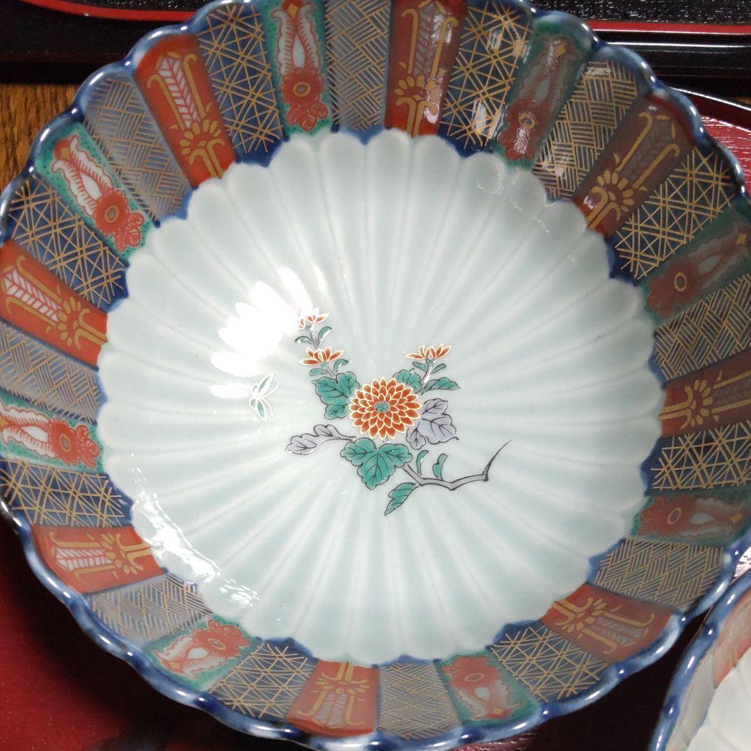 1621 林九郎窯 染錦地紋 盛り鉢 金彩 1621 林九郎窯 染錦