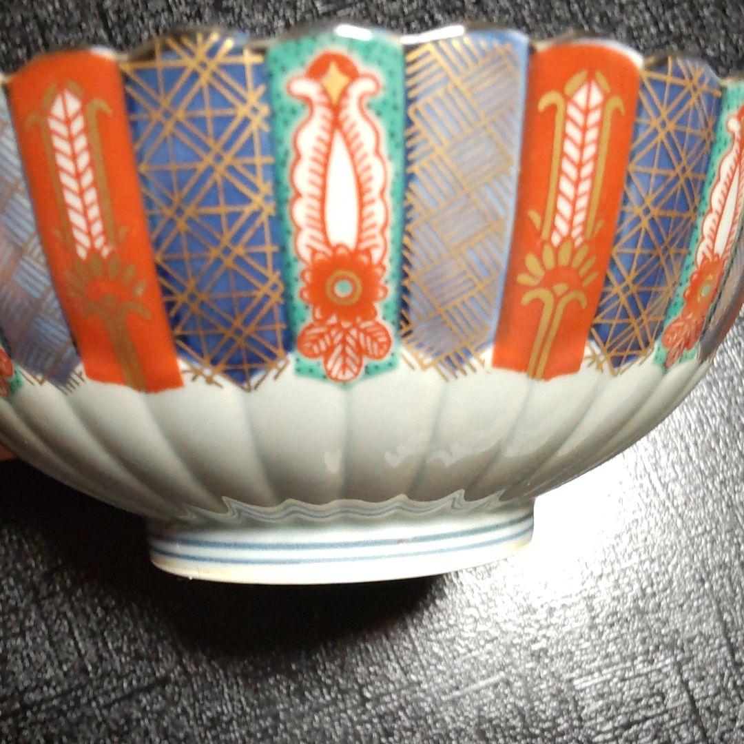 有田焼 林九郎窯☆染錦地紋 古伊万里様式 13.5cm小鉢3点