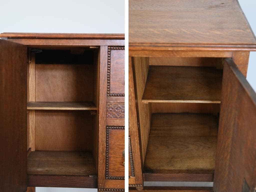 英国アンティーク木製サイドボード/キャビネット机テーブル/チェスト