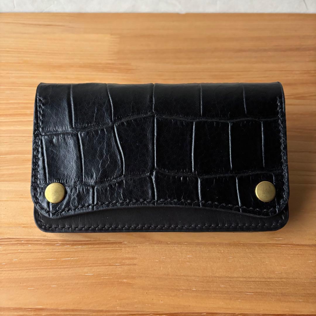 【ブラック&クロコダイル】ミドルトラッカーウォレット イタリアンレザー　②2