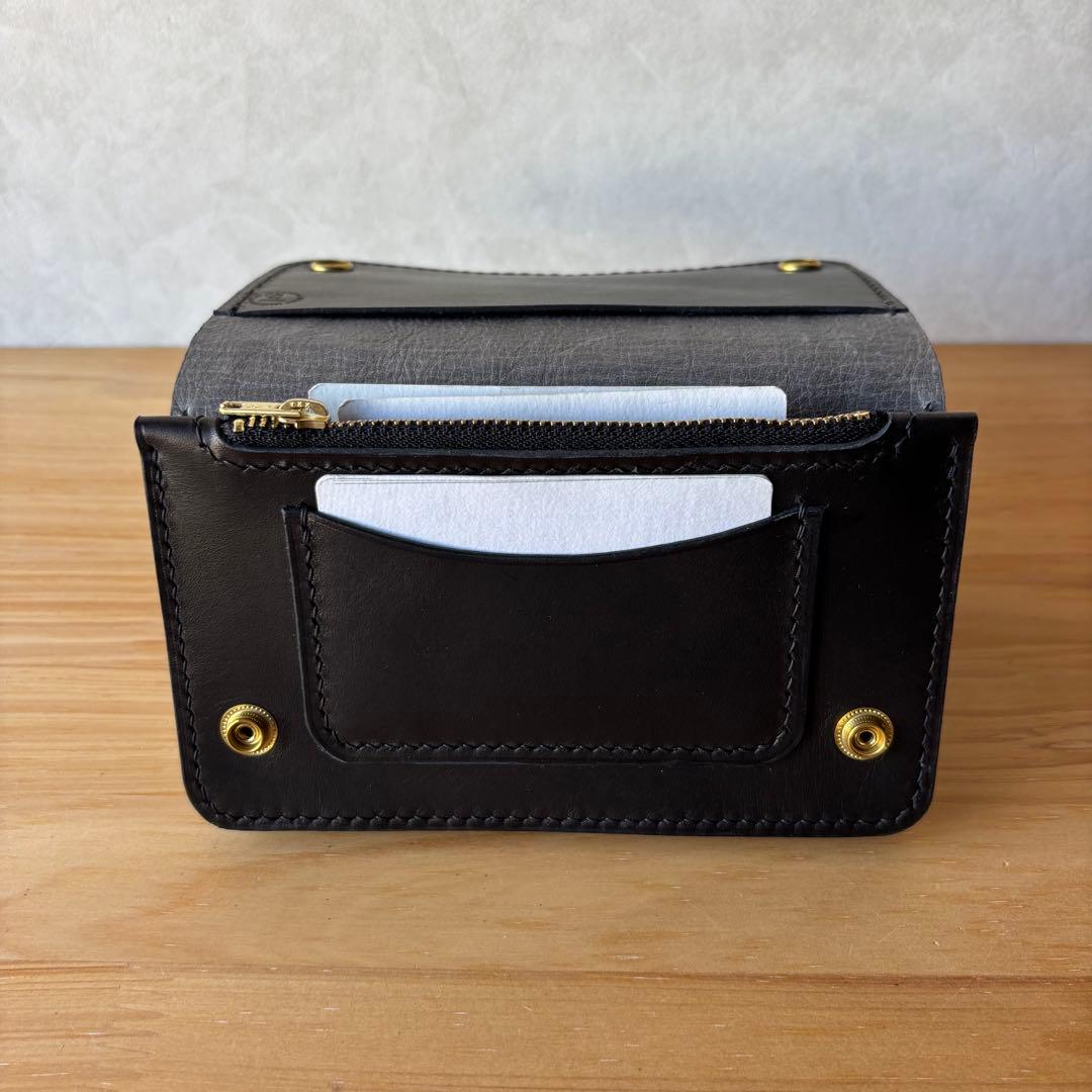 【ブラック&クロコダイル】ミドルトラッカーウォレット イタリアンレザー　②2
