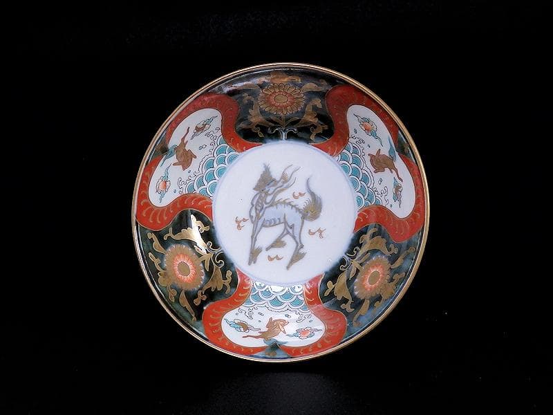 古伊万里金襴手波兎に花の図膾皿春寒鉢5客C961AS-BGd