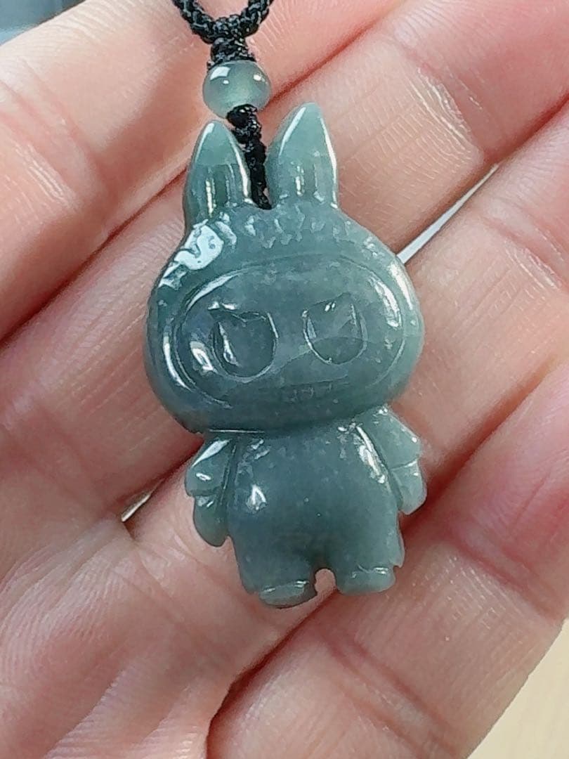 CS-0422天然本翡翠《本物保証》藍水翡翠ラブブペンダント ネックレス