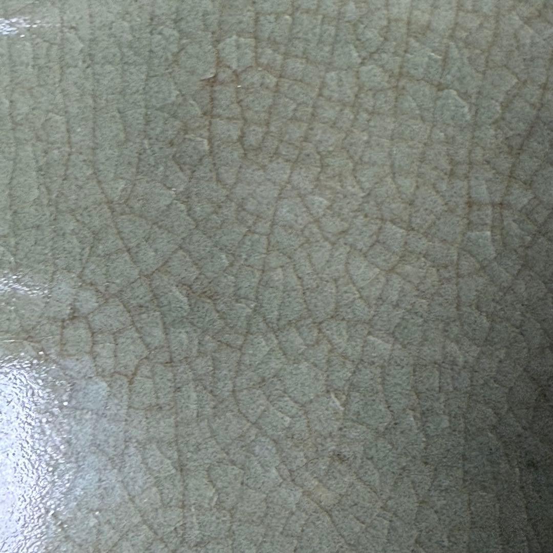 青磁陽刻大皿　盛期鍋島　共箱　1700年前後　美しい貫入　35.9cm　古波佐見