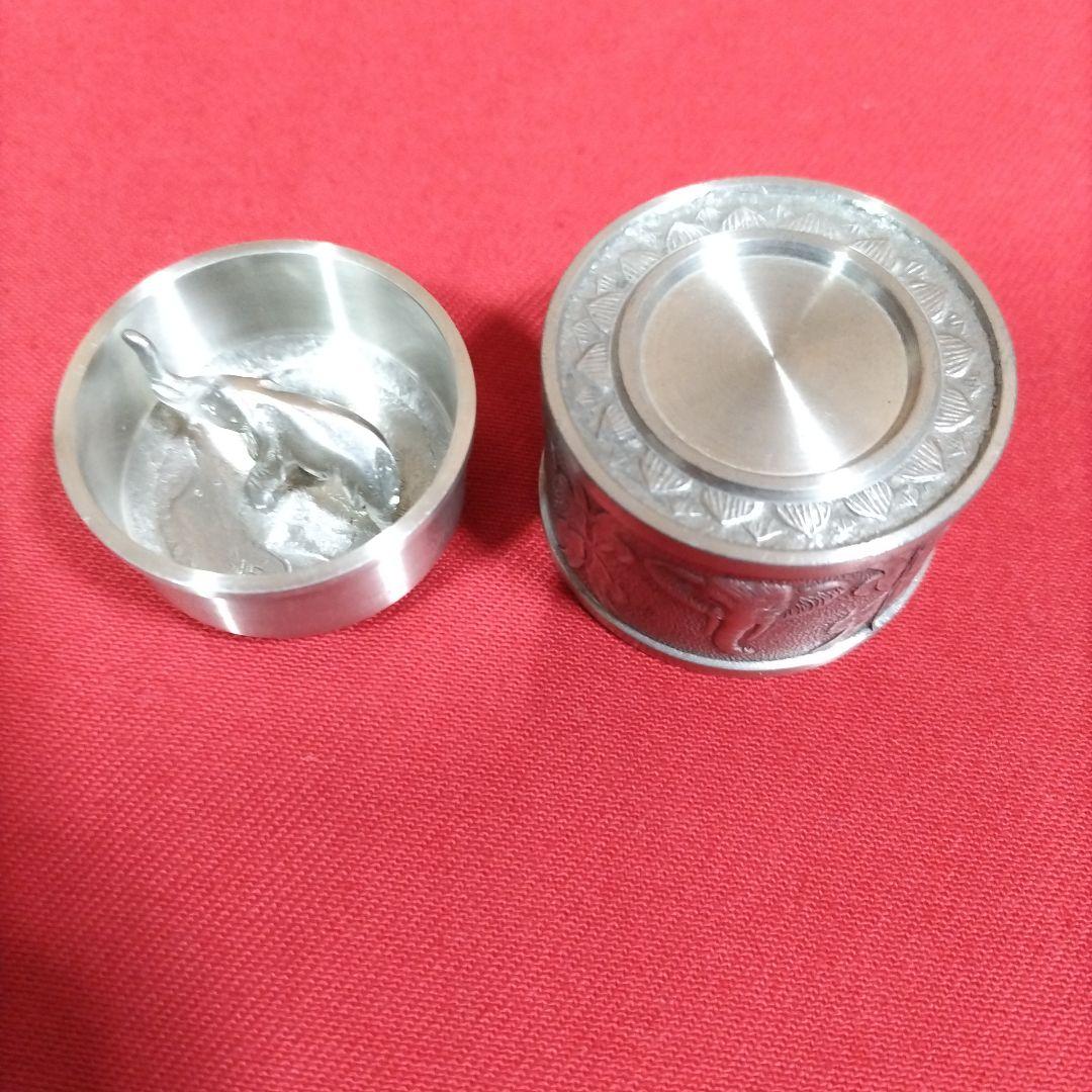 象の絵づくしの錫の茶入 茶心壺 煎茶道具 紅茶 烏龍茶 紅茶