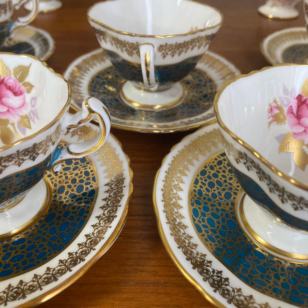 ハマースレイ ピンクローズ ピーコック 金彩 4人用 コーヒーセット