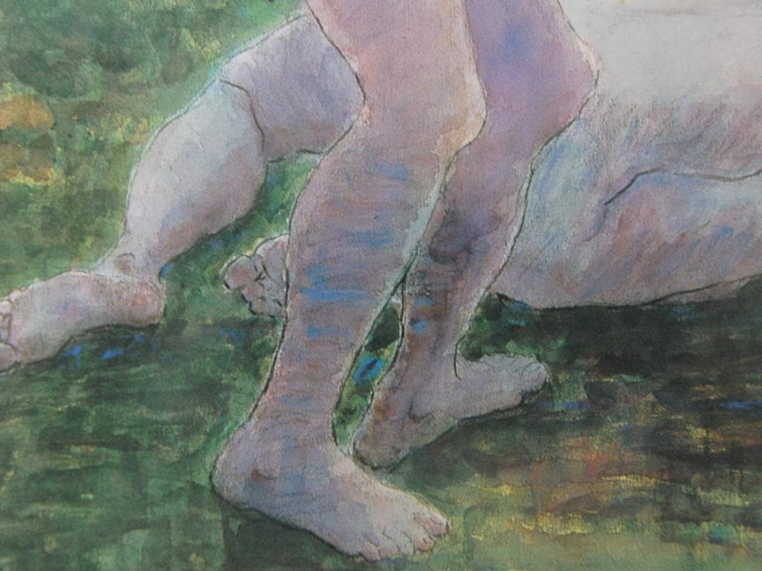 真壁輝男、【かけがえなきもの】、希少な額装用画集より、新品額装付、状態良好