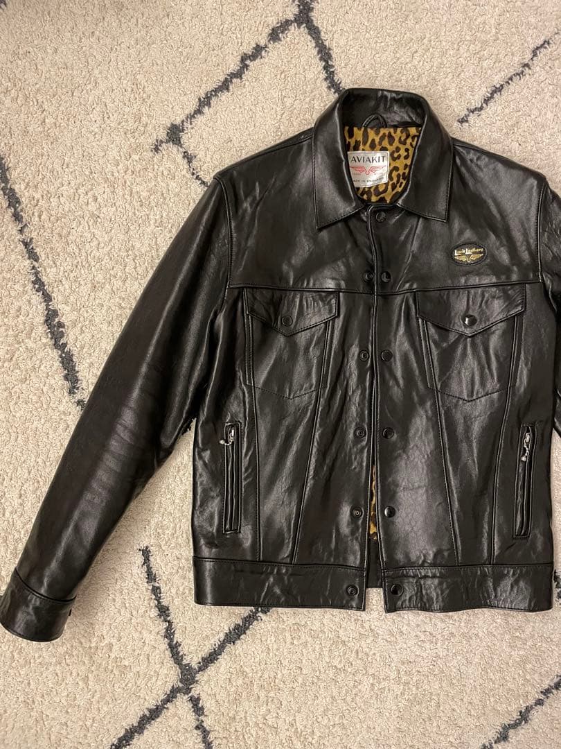 極美品 ルイスレザー レオパードライナー