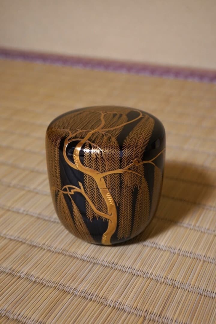 吉田 華正 柳蒔絵 大棗 而妙斎 ／梨子地 茶道具 即中斎 惺