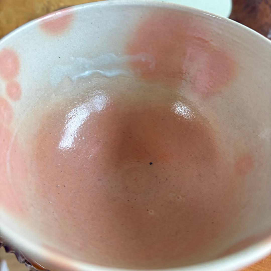 信楽焼 寺垣外窯 杉本貞光造 御本手雪輪茶碗 抹茶碗 茶道具 共箱(83