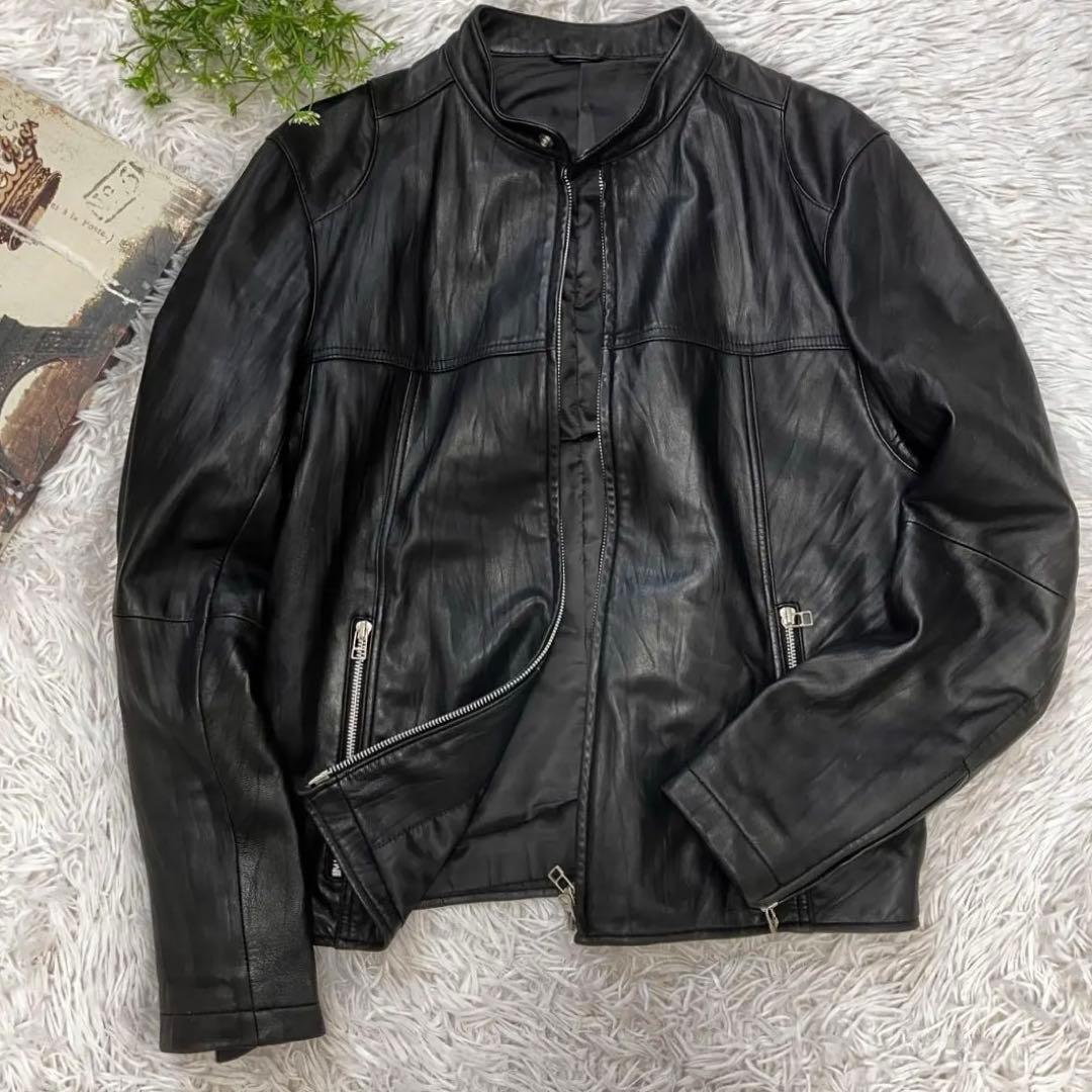 ユニクロ UNIQLO シープレザー 羊革 シングル ライダースジャケット 本