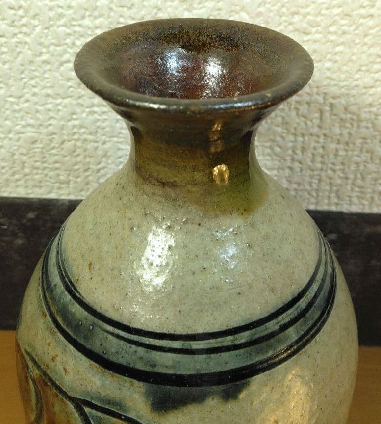 人間国宝 金城次郎 海老魚紋徳利 栞 共箱 美品 壺屋焼 壷屋