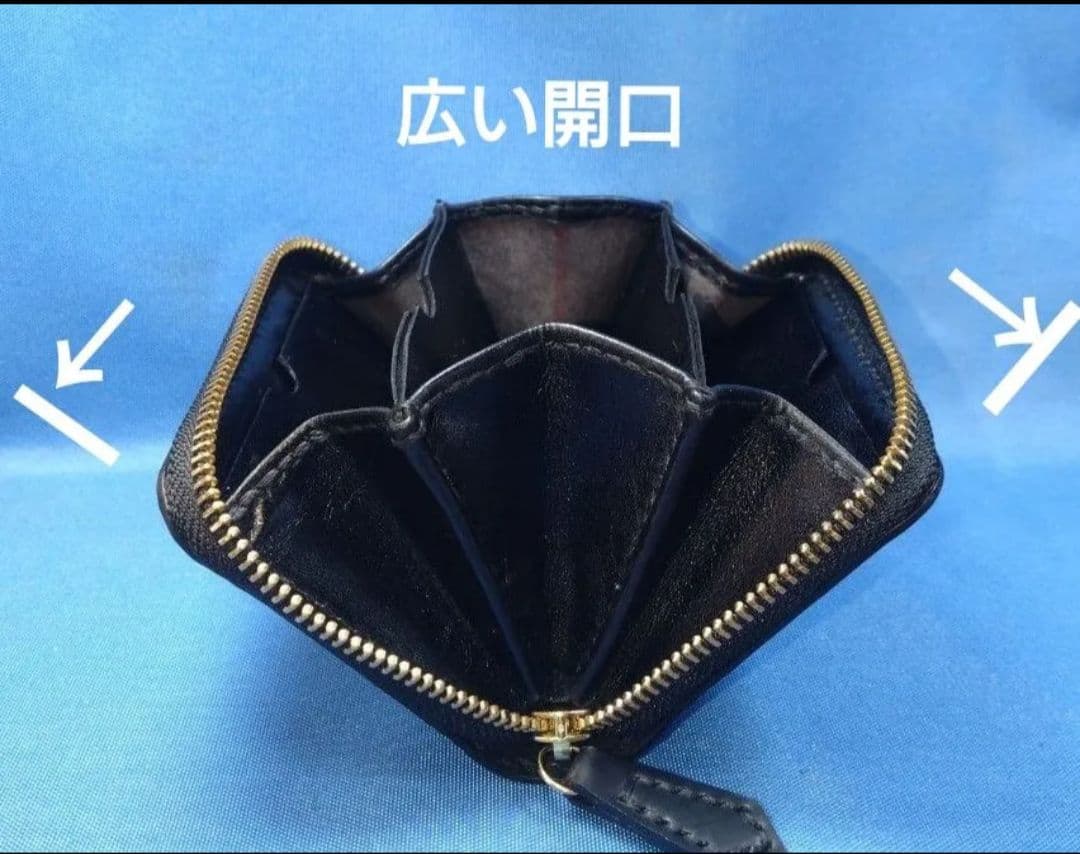 レザークラフト コードバン★HG 馬革 使い易いコンパクト小銭入れ 黒色写真現品