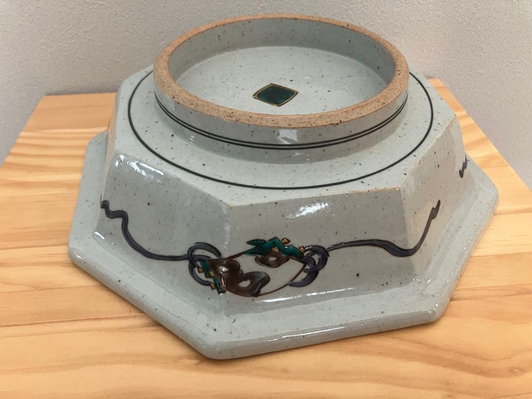 八角鉢　色絵唐子　九谷焼　三代為吉　三ッ井詠一