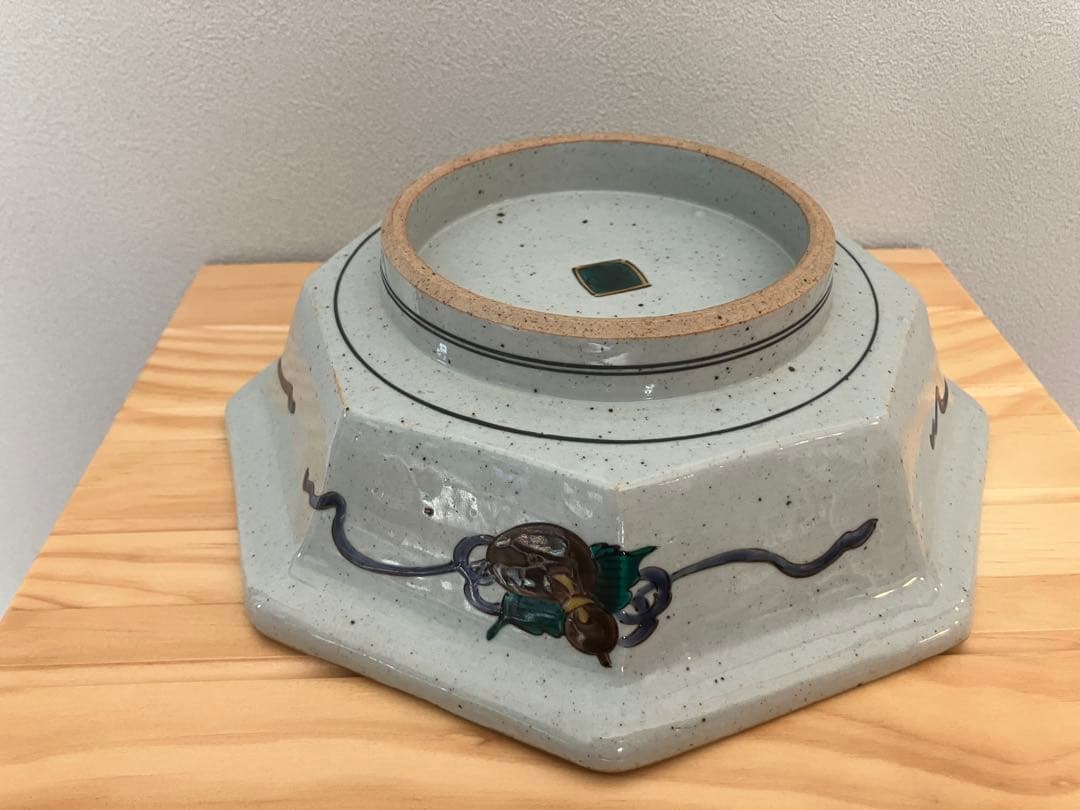 八角鉢　色絵唐子　九谷焼　三代為吉　三ッ井詠一