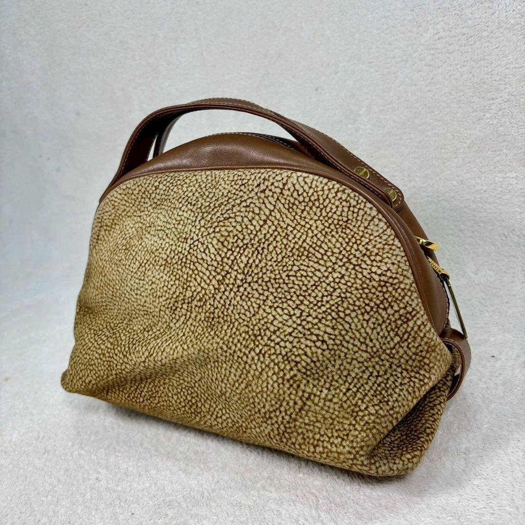 【美品✨】ボルボネーゼ ハンドバッグ うずら柄 スエード イタリア製　レザー