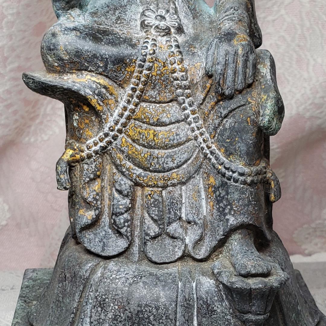 博物館級】◇『方形台座金銅半跏思惟像』 百済仏 仏像◇検）天平仏