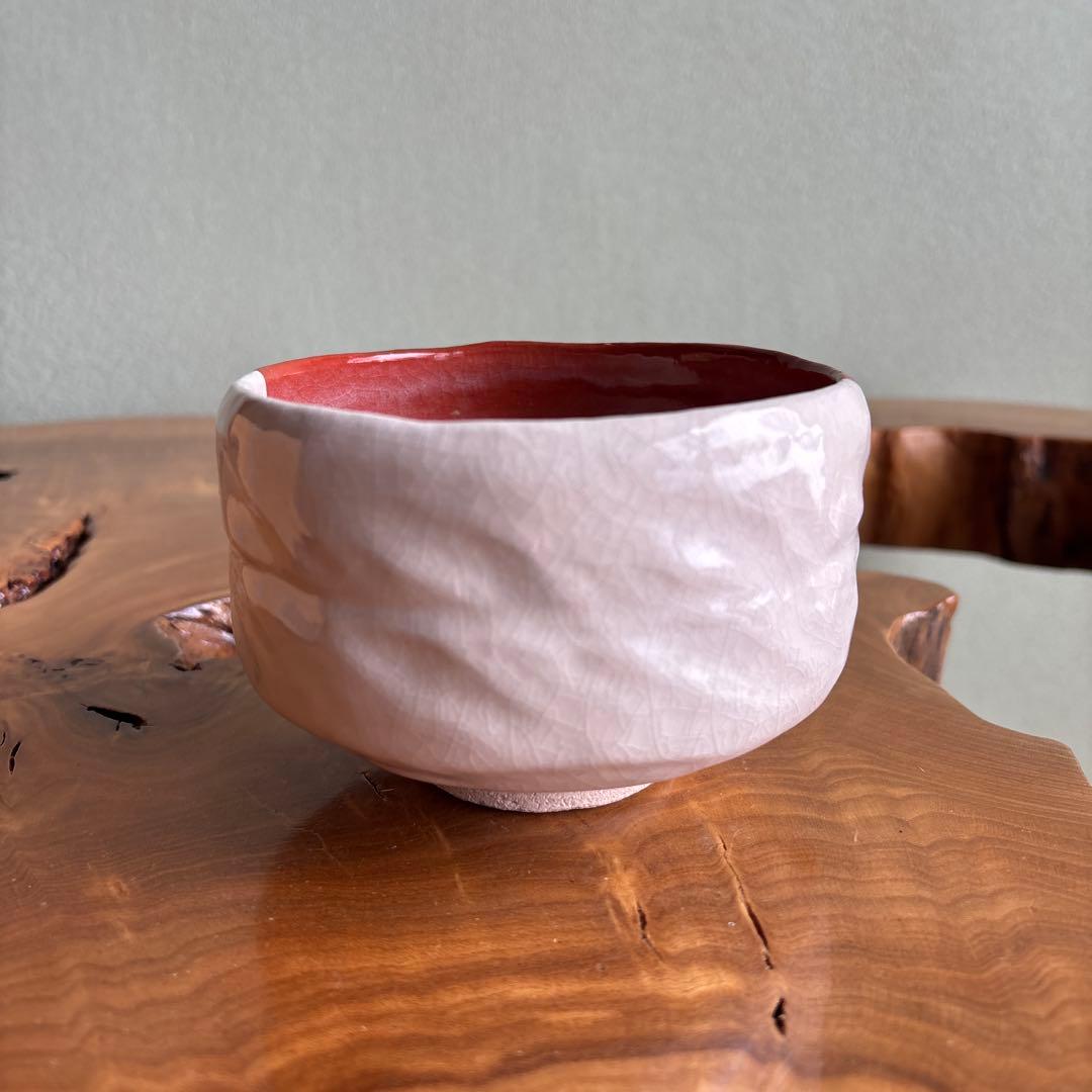 前大徳積鷹 楽焼 掛糸茶碗 「銘 寿」 松楽造 抹茶碗 茶道具 共箱（165t