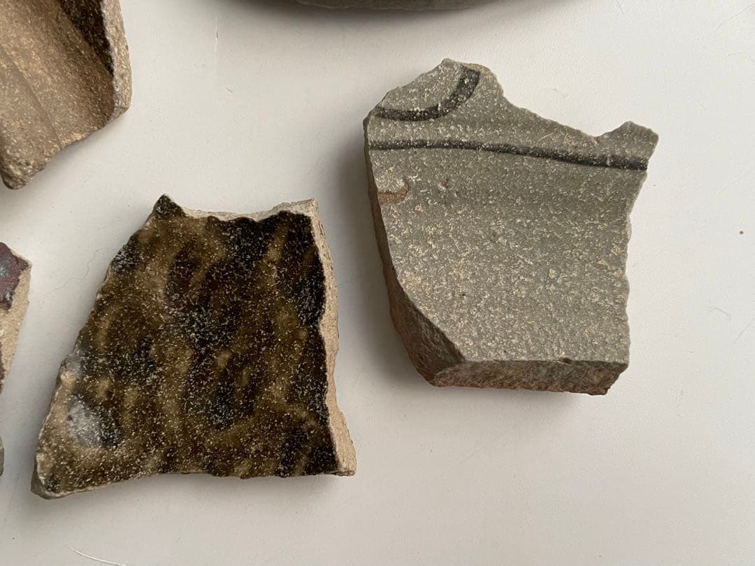 骨董　アンティーク　古唐津　絵唐津　陶片　残欠　焼山窯ほか　叩き技法　出土　発掘