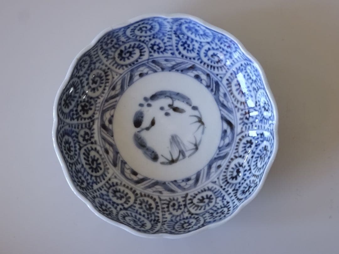 江戸時代 後期 古伊万里 松竹梅 蛸唐草文 膾皿 5客 なます皿