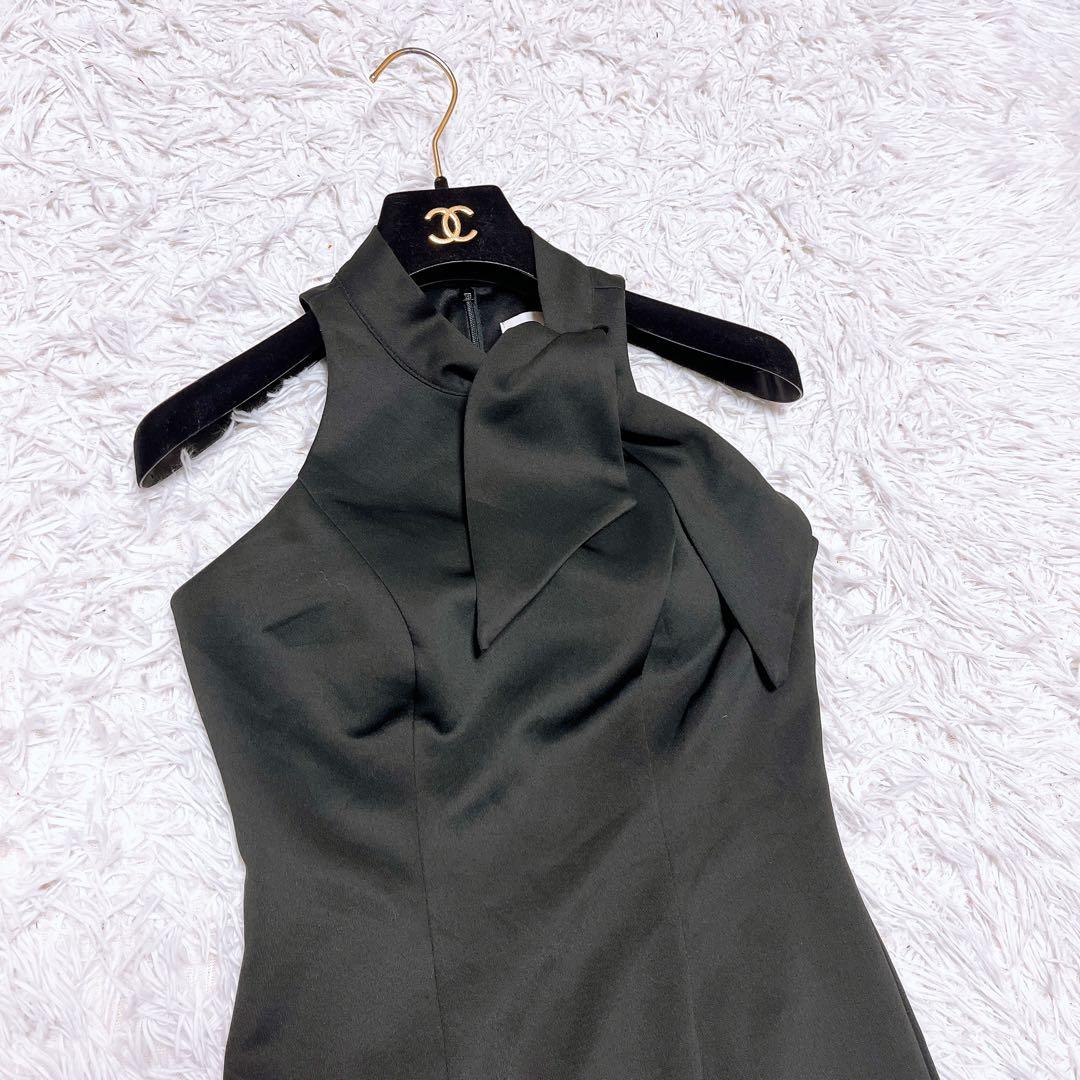 AR エンジェルアール ハイネック リボン タイ ミニ ドレス ワンピース 黒