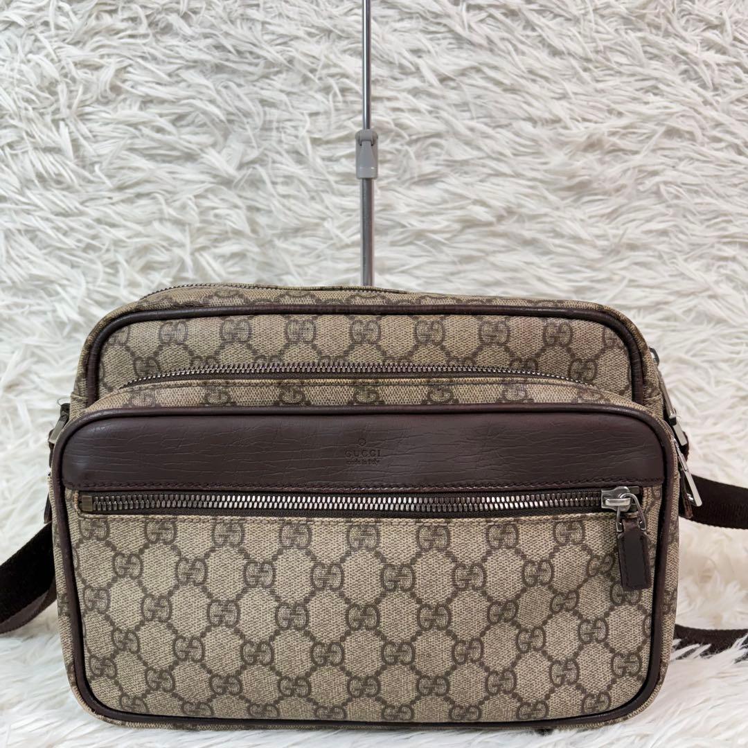 美品✨GUCCI グッチ GGスプリーム ショルダーバッグ PVC×レザー