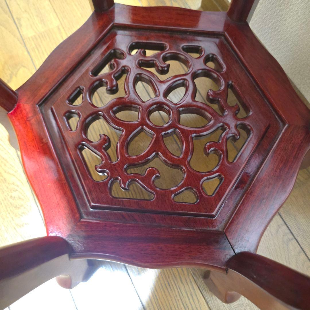 107【アンティーク】花梨 李朝様式 花台 盆栽卓 高卓 飾り台 猫足