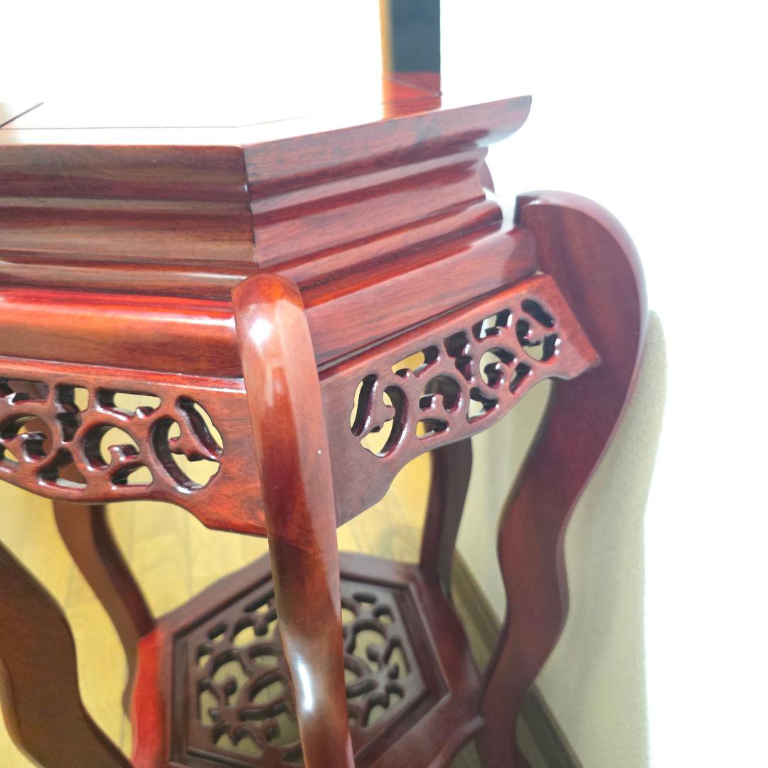 107【アンティーク】花梨 李朝様式 花台 盆栽卓 高卓 飾り台 猫足