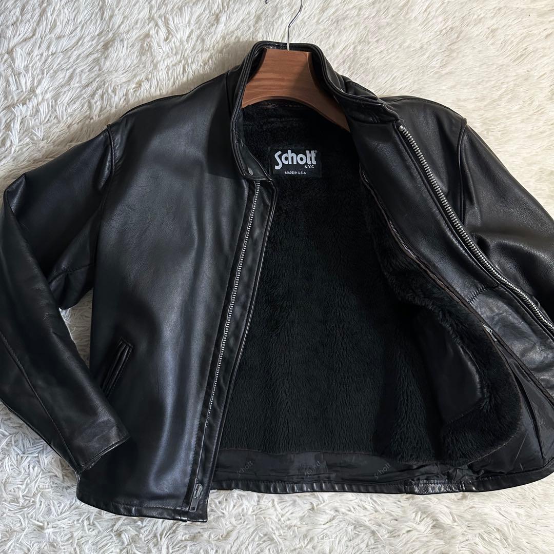 XL相当 ショット 641 ライダース シングル ボアライナー レザー 近年