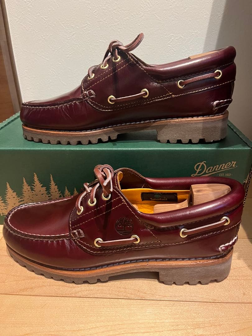 Timberland バーガンディ モカシン・デッキシューズ US7.5