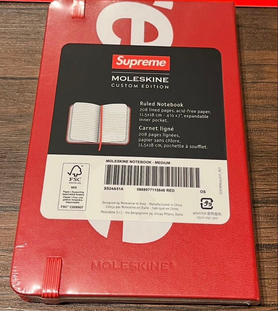希少】シュプリーム×モレスキン ノート 手帳 ×ステッカー 2枚付