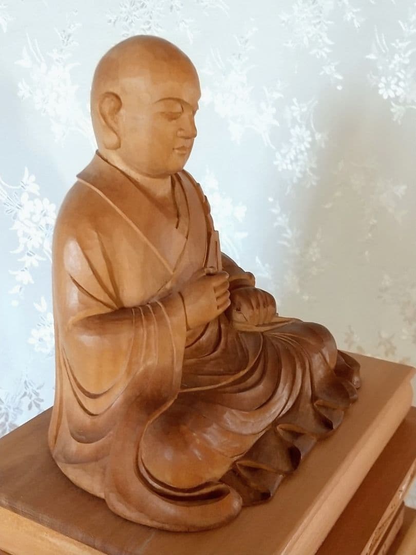 僧形坐像 善導大師坐像 #075 ◇白檀 木彫 仏像