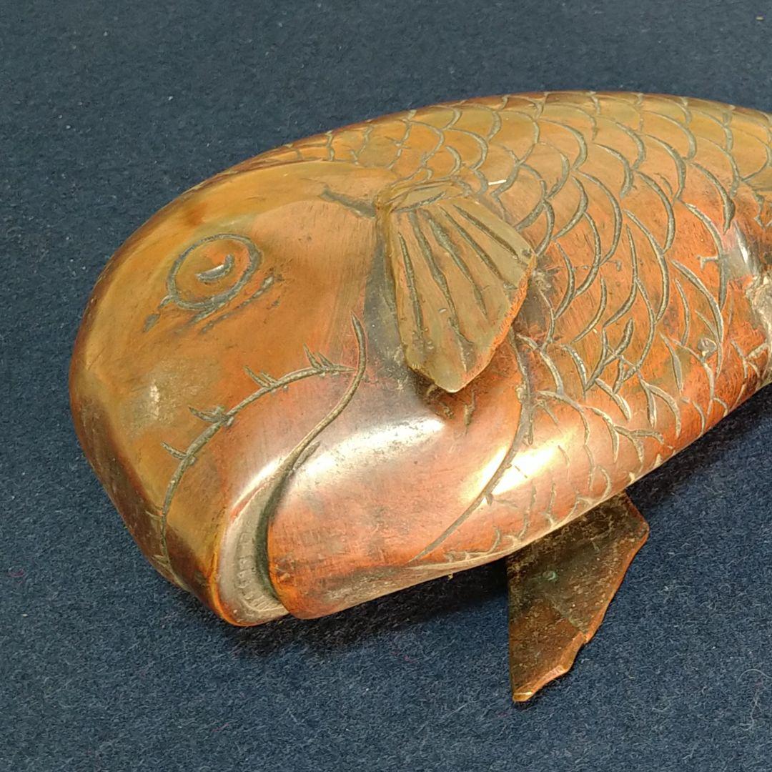 AC63 鯛 銅製 置物 オブジェ 工芸品 飾り鯛 縁起物 商品繁盛 座布団付