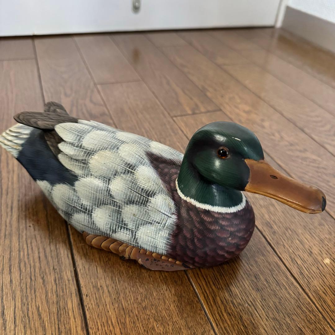 マガモ カモ デコイ 彫刻 オブジェ 飾り物 置物 木彫り - メルカリ