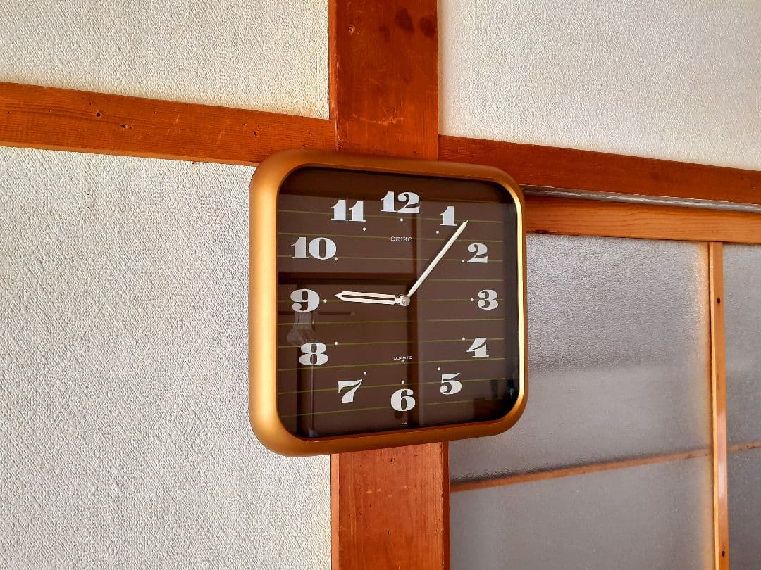 70's　SEIKO　掛け時計　ミッドセンチュリー　ビンテージ　レトロ　ブラウン