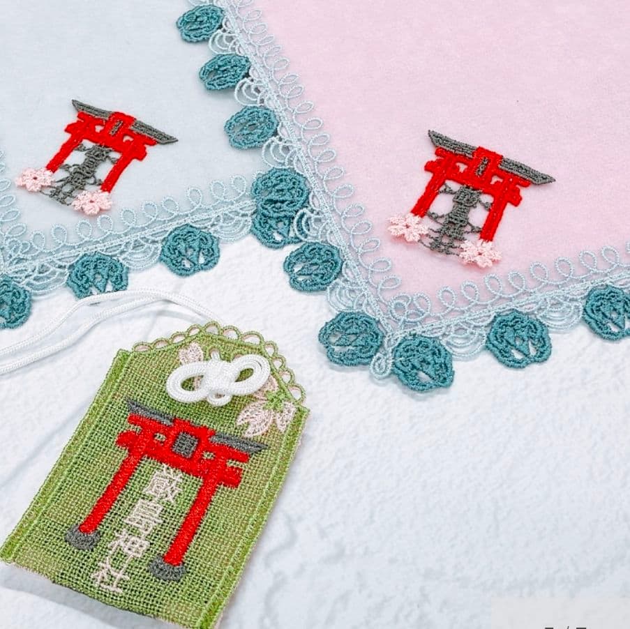 近沢レース 元町厳島神社 コラボレーション ピンクとグレーセット 未