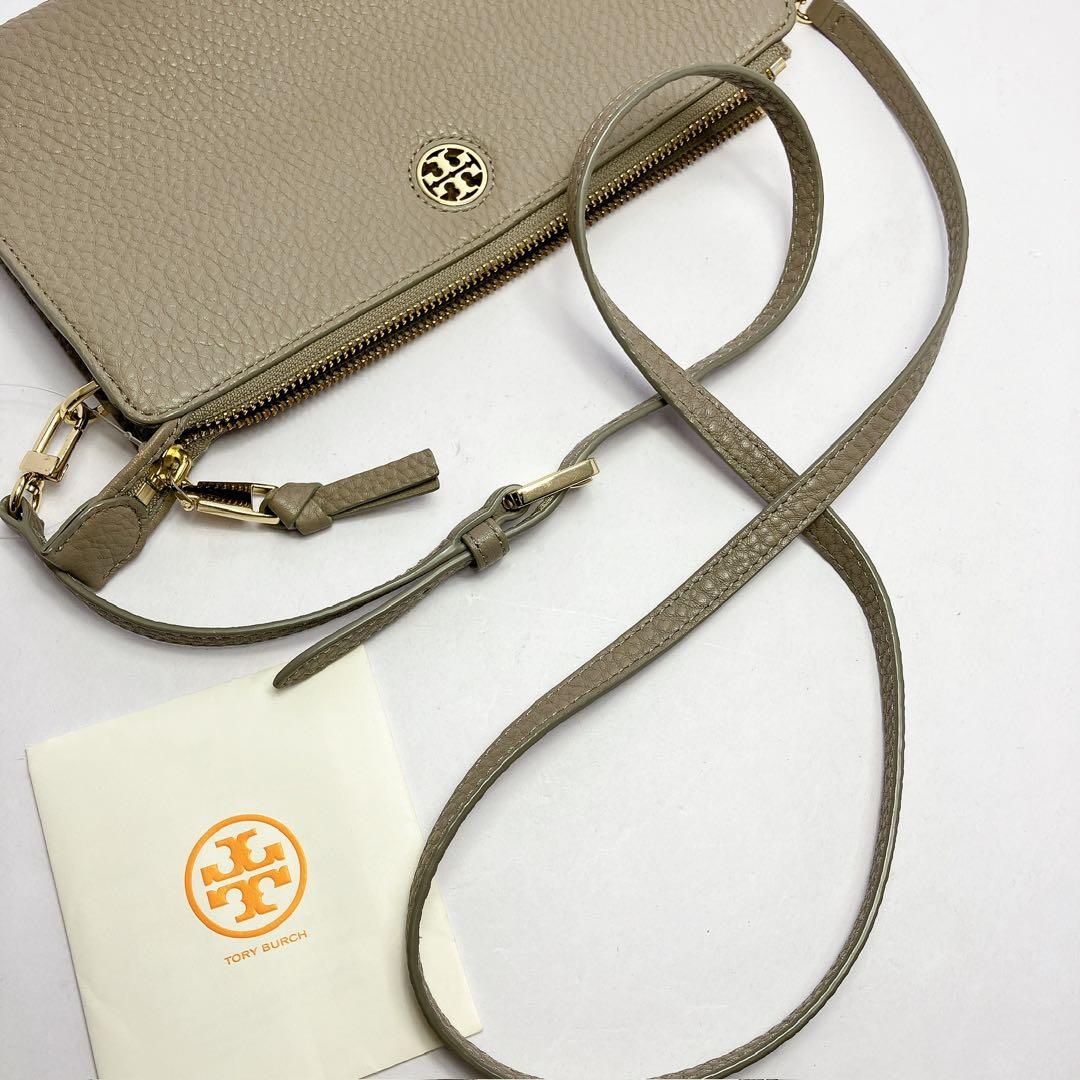 3335◯ TORY BURCH ベージュ レザー ショルダーバッグ