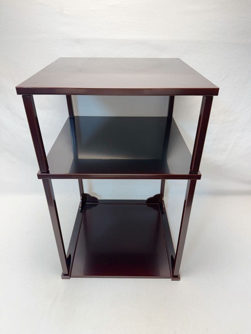 ほぼ未使用 茶道具 塗師 表完造 溜塗 二重棚 茶棚 共箱 川瀬