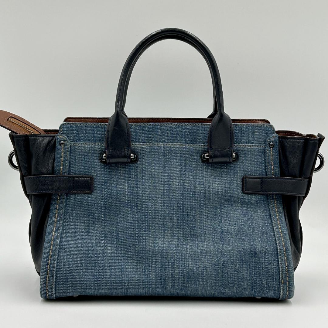 美品✨coach コーチ スワッガー27 ハンドバッグ デニム レザー 2way