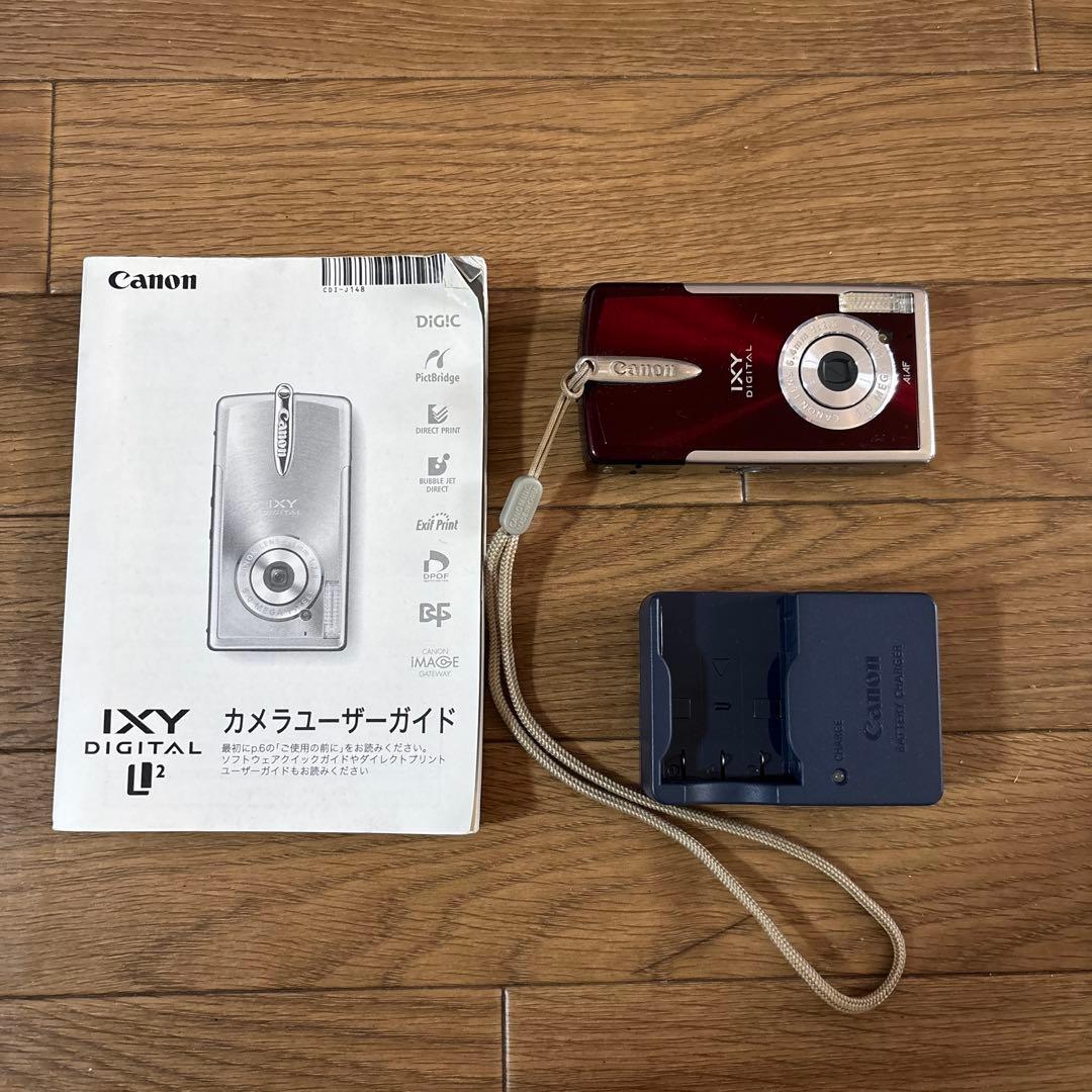 ジャンク Canon IXY DIGITAL L2 レッド 本体と充電器付き