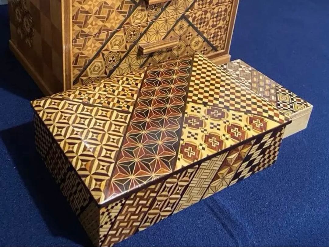 箱根寄木細工 昭和レトロ 3段引き出し 宝石箱 小銭箱 品 寄木細工の