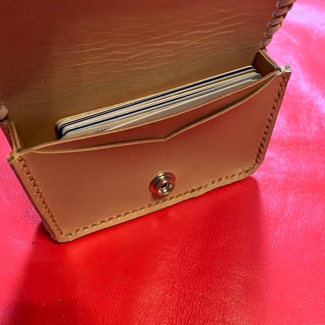 ハンドメイドレザークラフトダイヤモンドパイソンミドルウォレット財布　カードケース